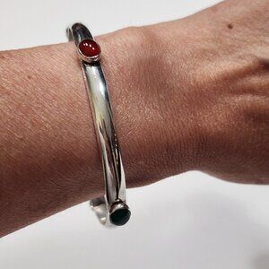Rare Vintage 80's Tulla Booth Multi Stone Sterling Silver Bangle Bracelet
